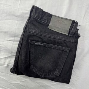 VTG Harley-Davidson Mens Distressed Black Denim Shorts‎ Cut-Offs Sz 31 Biker Y2K